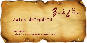 Zwick Árpád névjegykártya